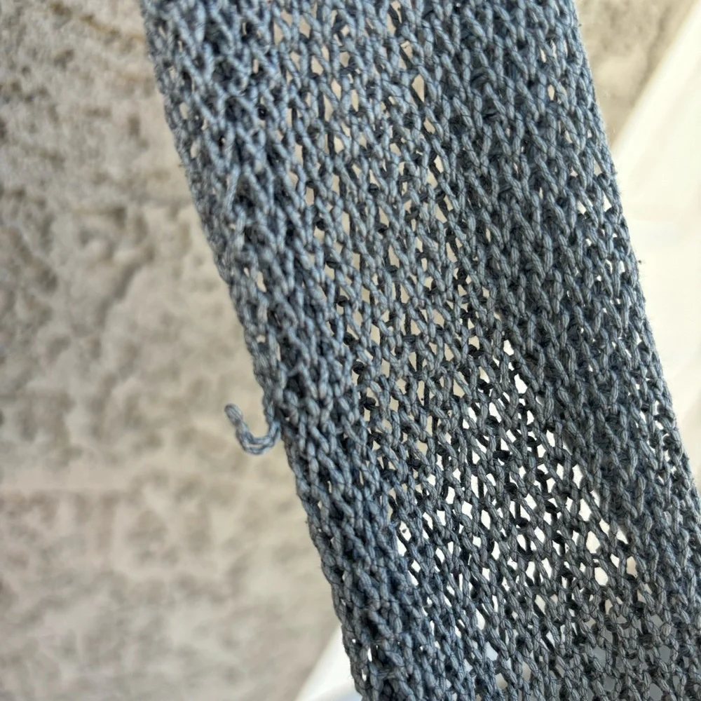 INHABIT Gauzey Grey Silk Long Sleeved Asymmetrical Sweater - Picture 3 of 9